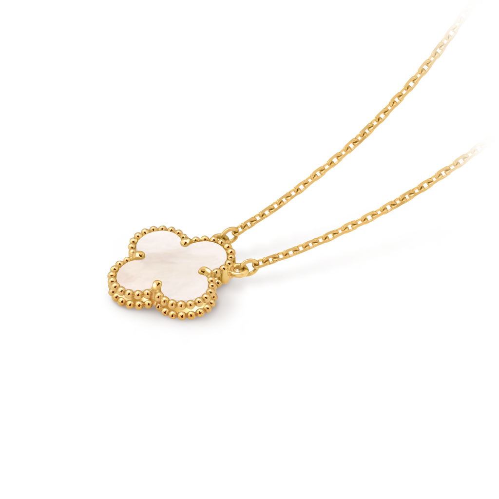 [Camiery] VA CLOVER 15MM WHITE PEARL MOP GOLD NECKLACE