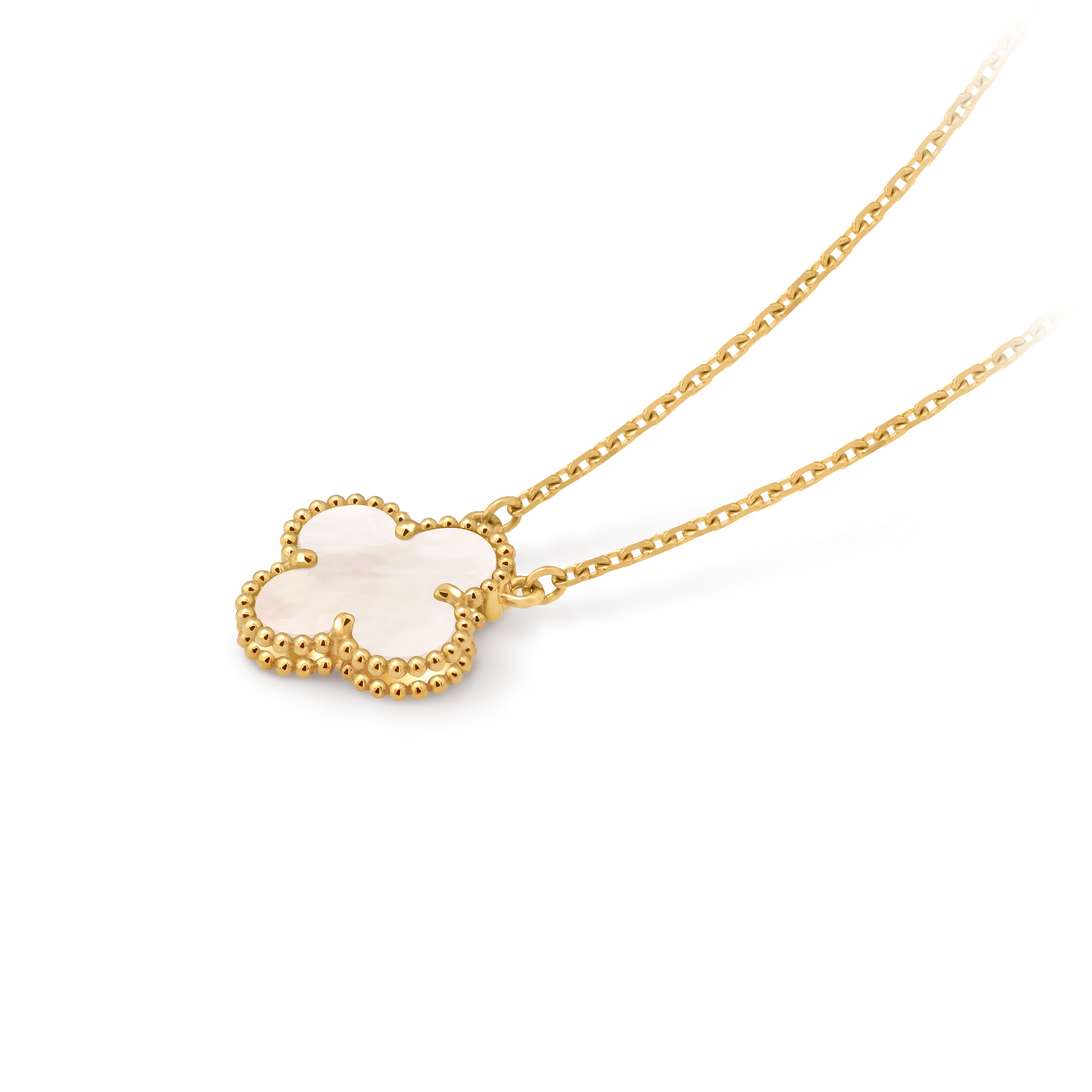 [Camiery] VA CLOVER 15MM WHITE PEARL MOP GOLD NECKLACE