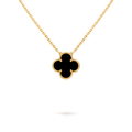 [Camiery] VA CLOVER 15MM ONYX GOLD NECKLACE