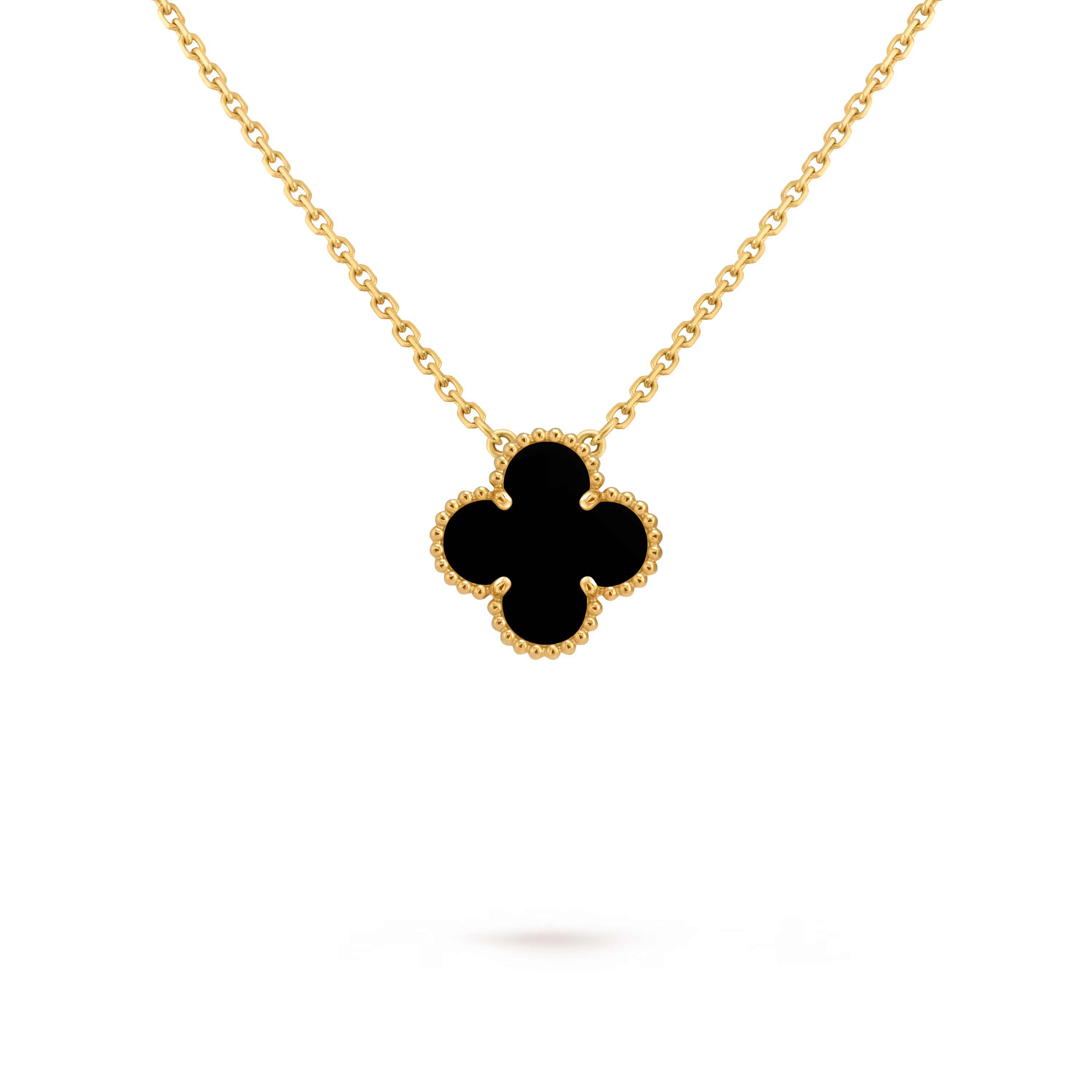 [Camiery] VA CLOVER 15MM ONYX GOLD NECKLACE