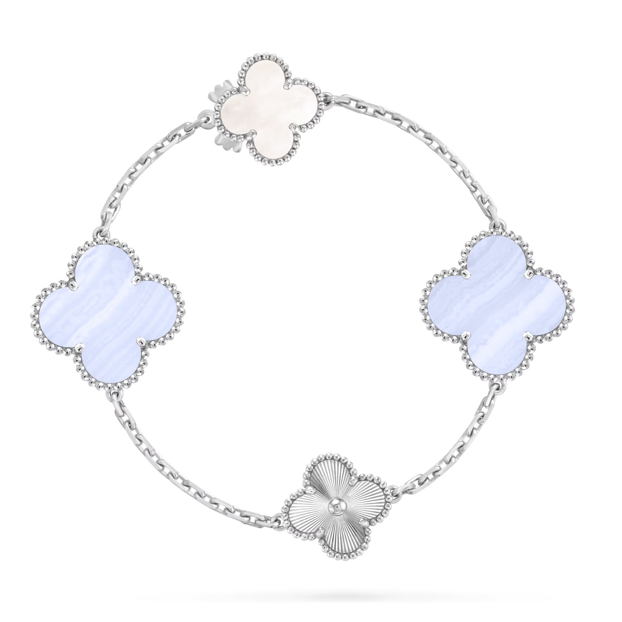 [CLOVER JEWELRY]DETACHABLE CLOVER 15(11+4) FLOWER SILVER NECKLACE SET
