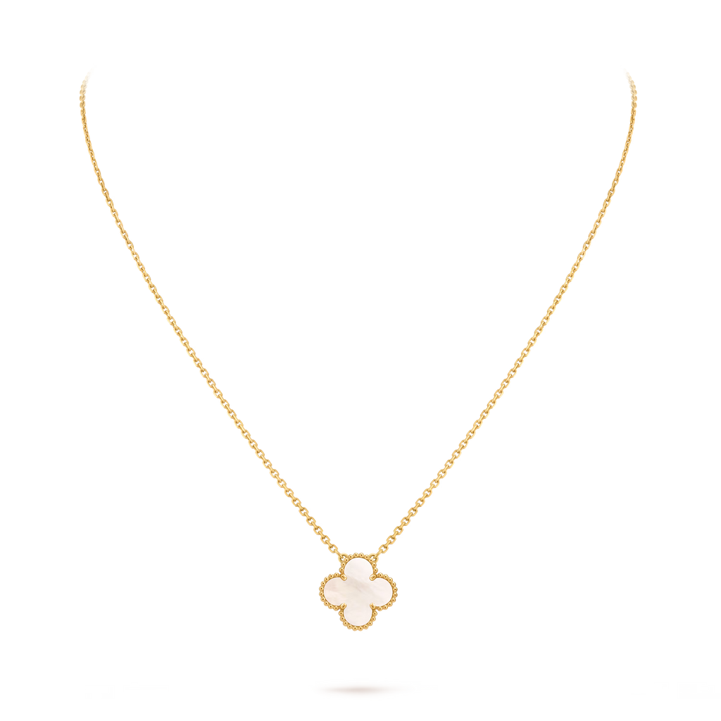 [Camiery] VA CLOVER 15MM WHITE PEARL MOP GOLD NECKLACE