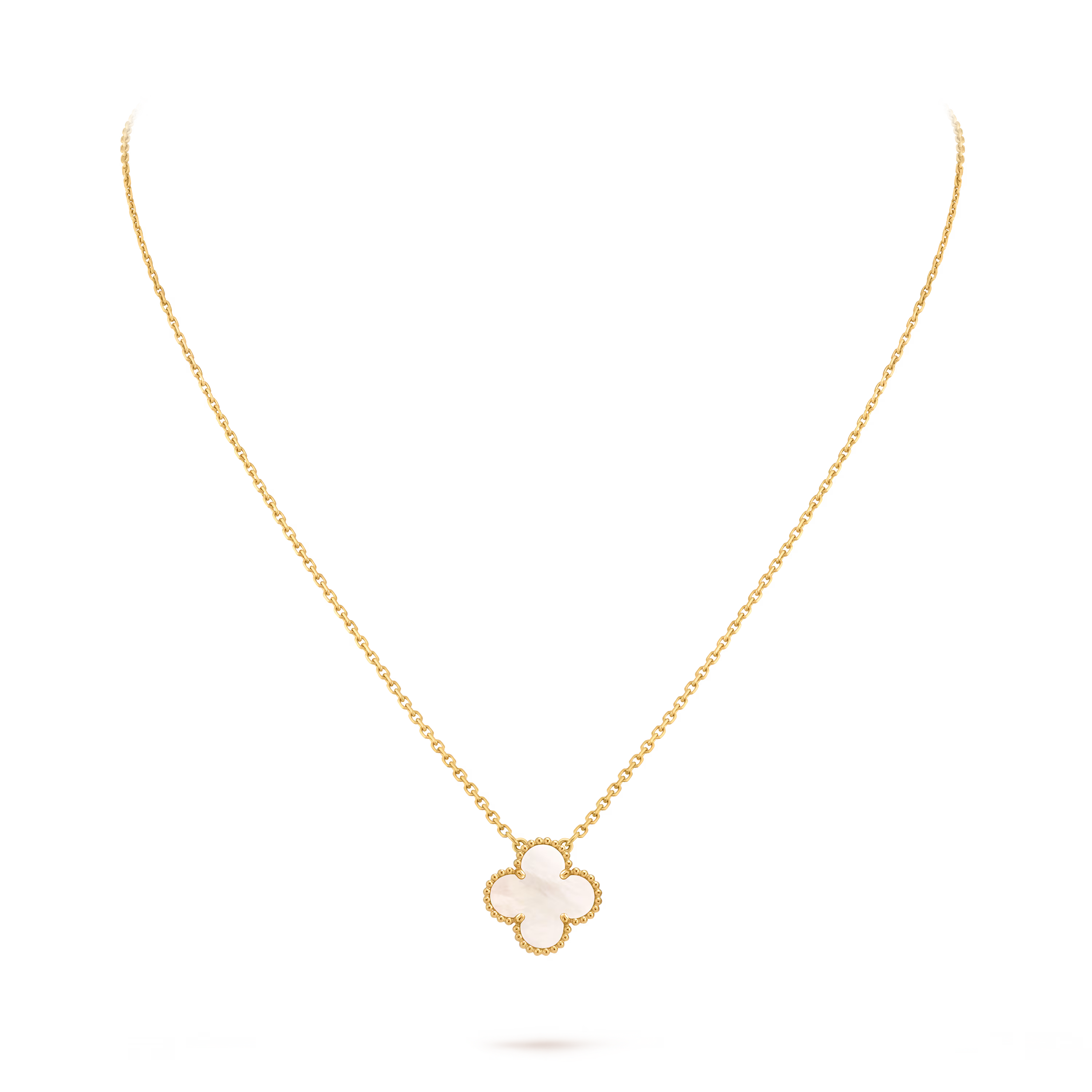 [Camiery] VA CLOVER 15MM WHITE PEARL MOP GOLD NECKLACE