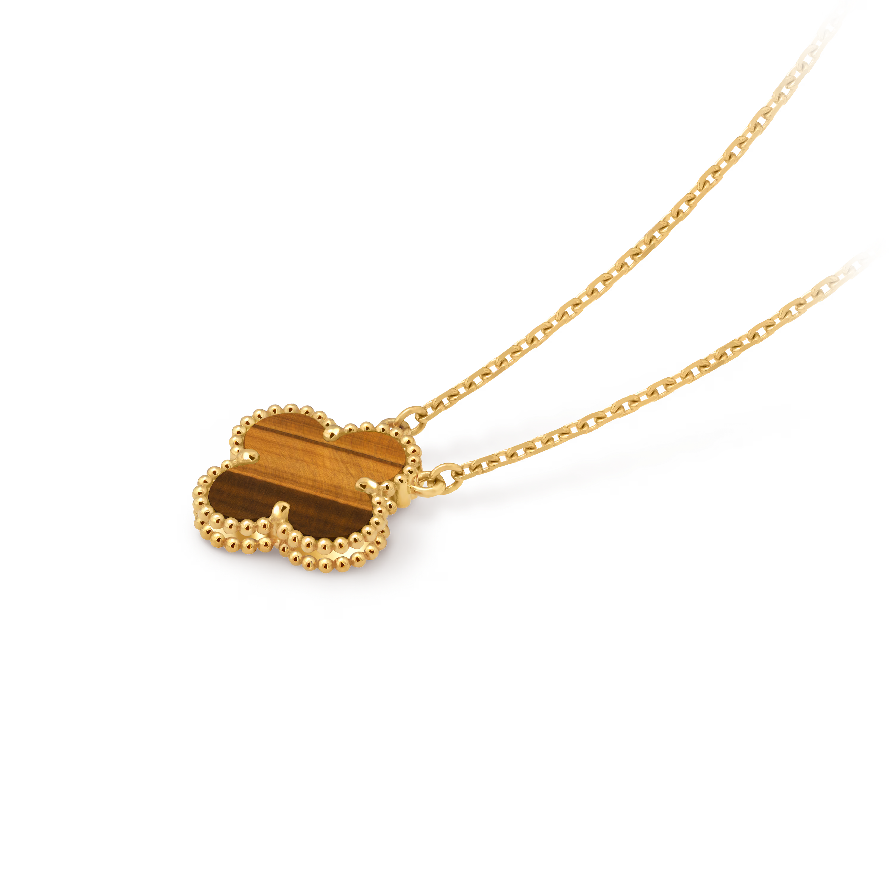 [Camiery] VA CLOVER 15MM TIGER EYE GOLD NECKLACE