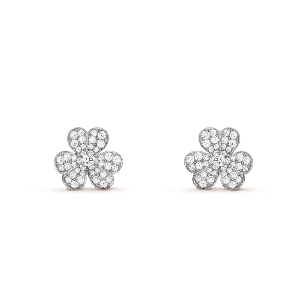 [Camiery] VA CLOVER COMOS DIAMOND WHITE GOLD EARRINGS