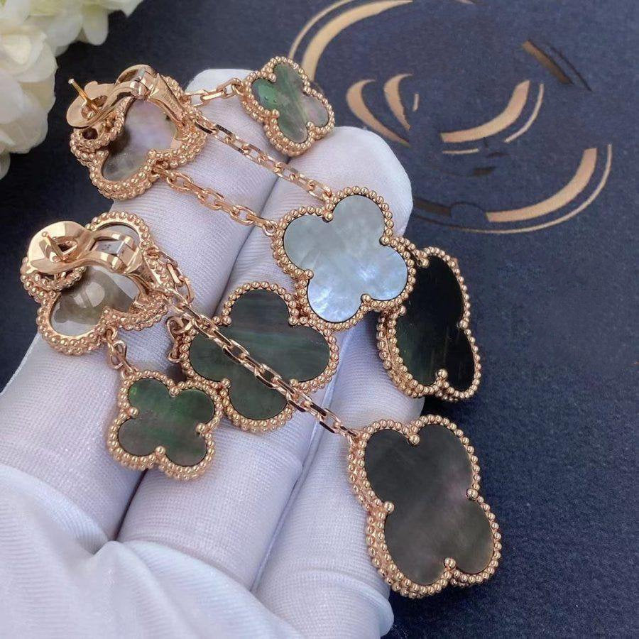[Camiery]CLOVER EARRINGS DARK MOP 4 MOTIFS ROSE GOLD
