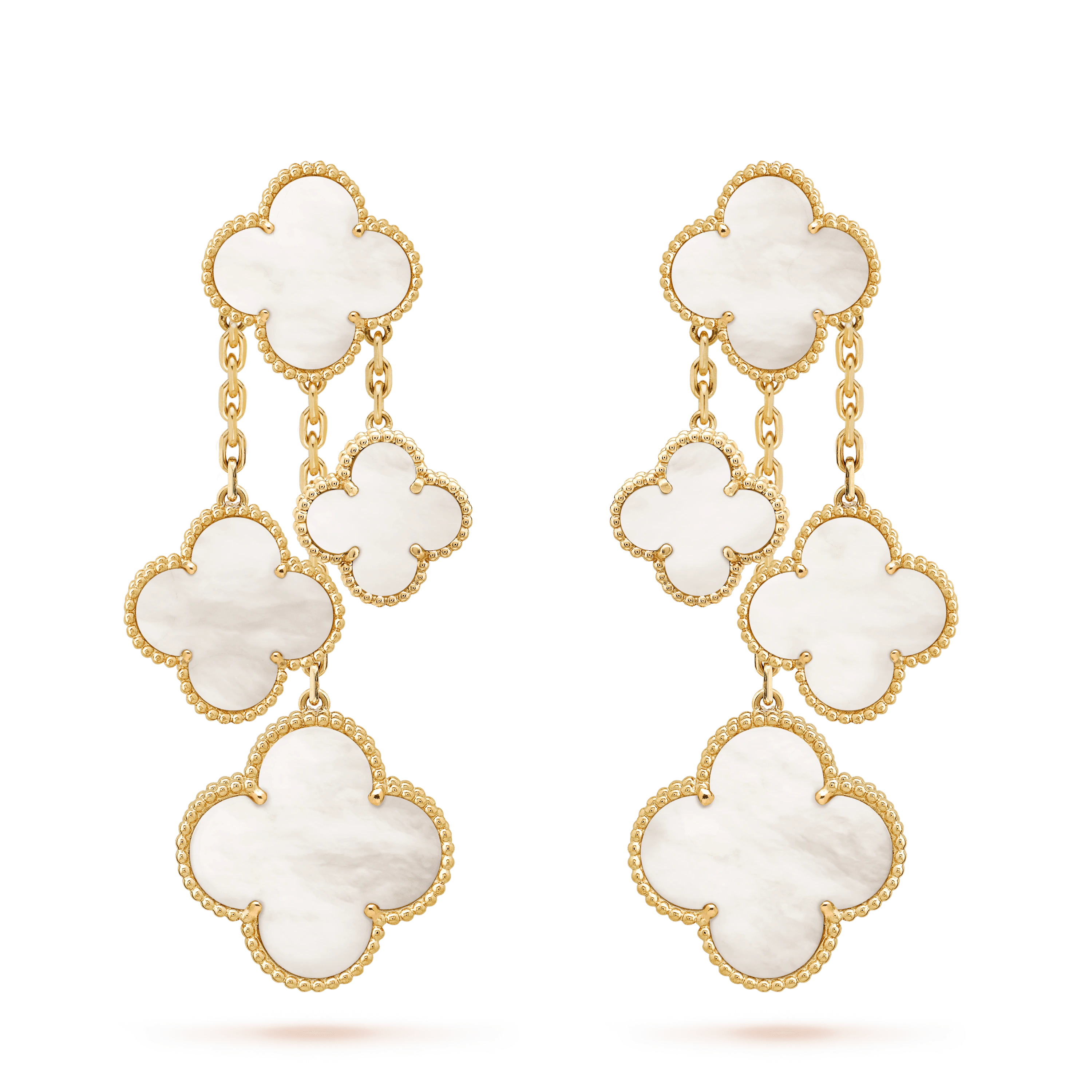 [Camiery]CLOVER EARRINGS WHITE MOP 4 MOTIFS GOLD