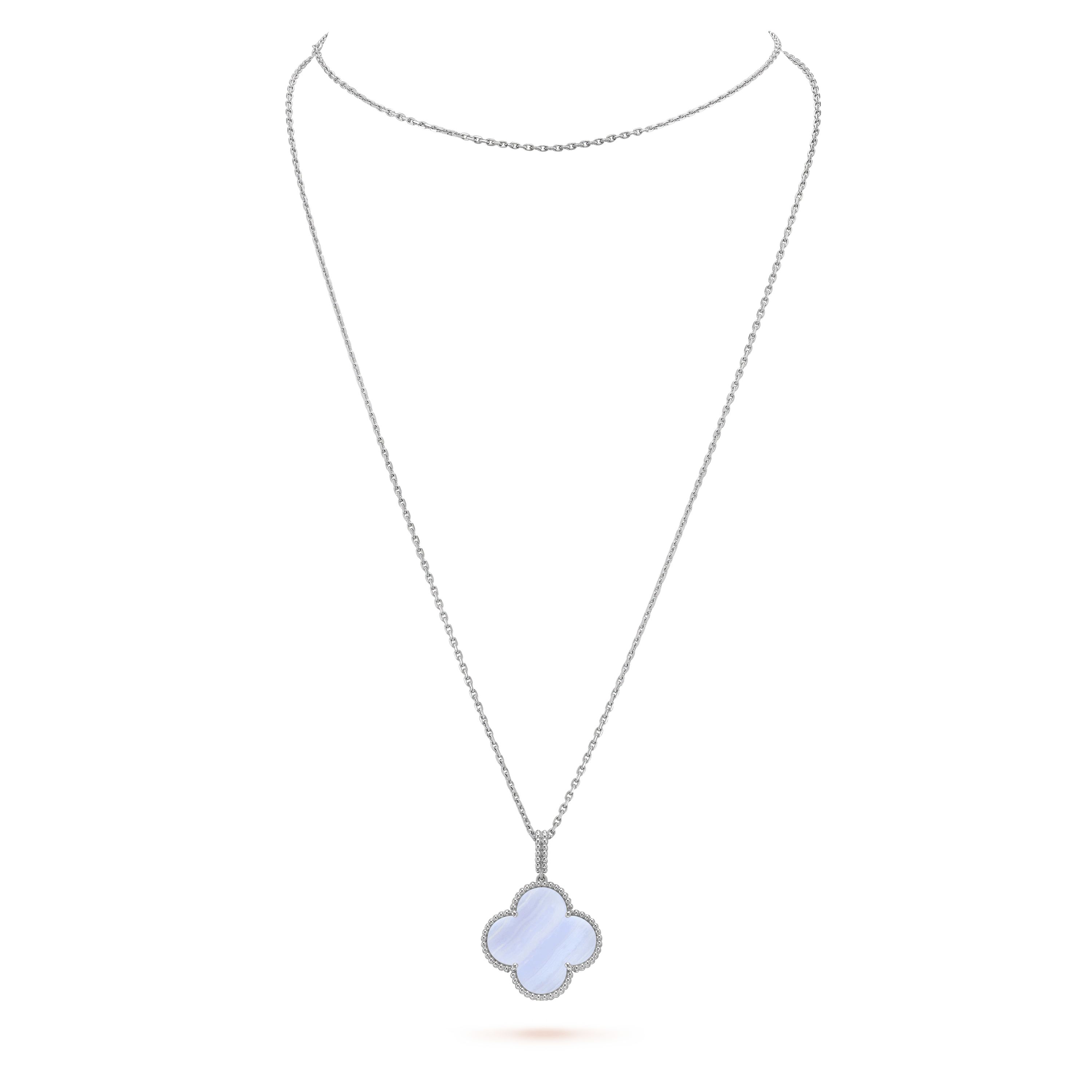 [Camiery]CLOVER SILVER CHALCEDONY BIG CLOVER NECKLACE