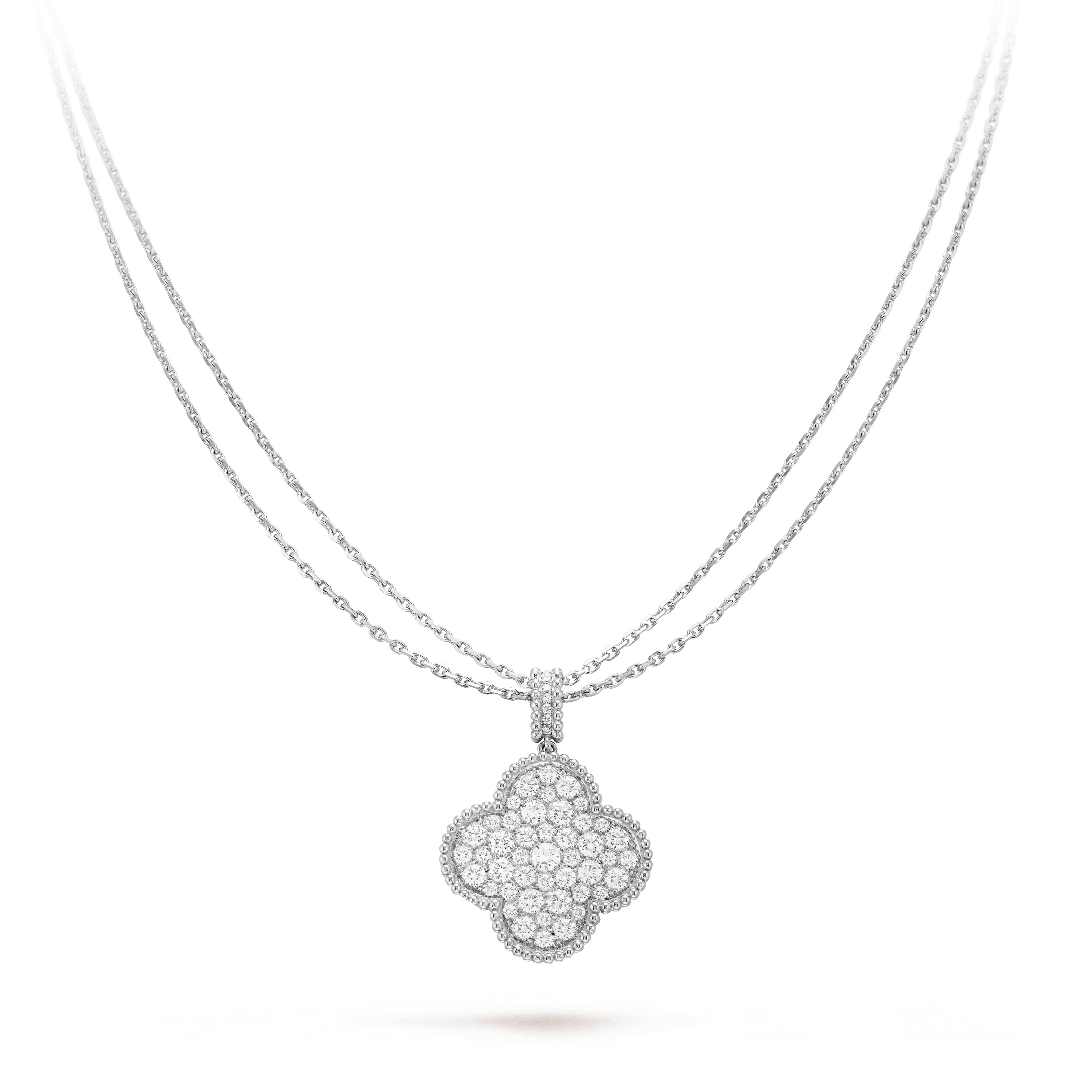 [Camiery]CLOVER 25MM SILVER FULL DIAMOND BIG CLOVER NECKLACE