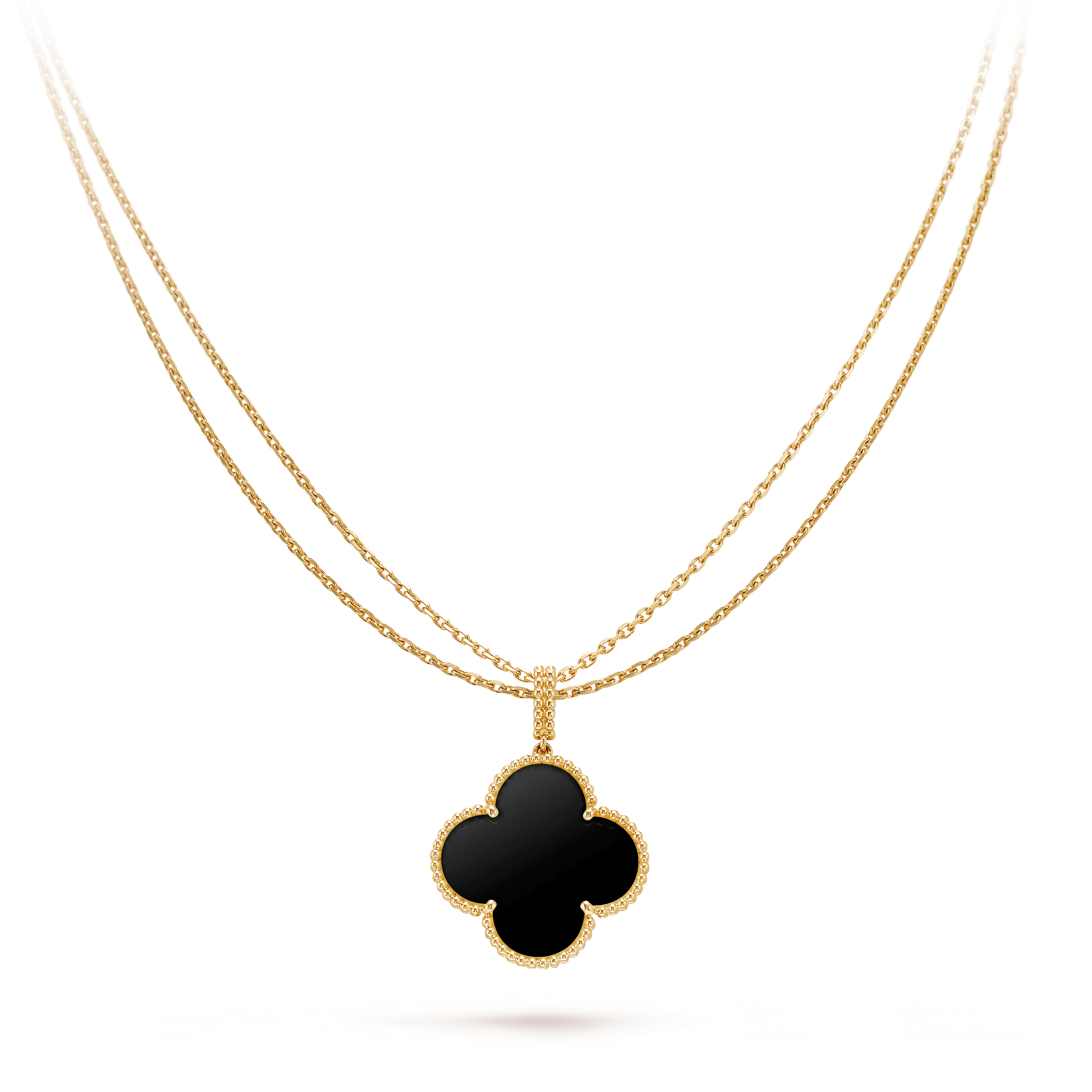 [Camiery]CLOVER 25MM GOLD ONYX BIG CLOVER NECKLACE