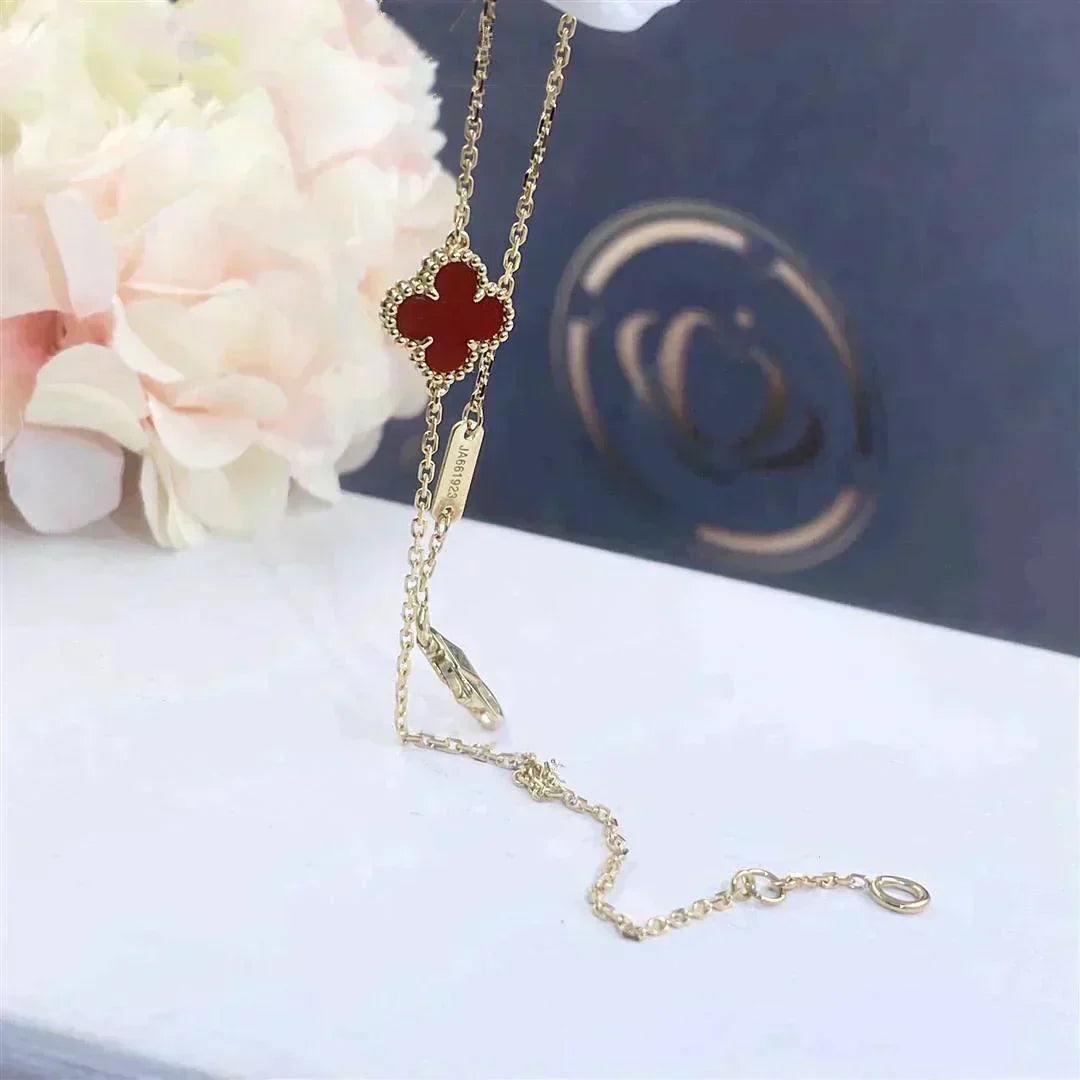 [Camiery]CLOVER  CARNELIAN SINGLE FLOWER BRACELET