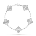 [Camiery] VA CLOVER 5 MOTIFS LASER WHITE GOLD BRACELET
