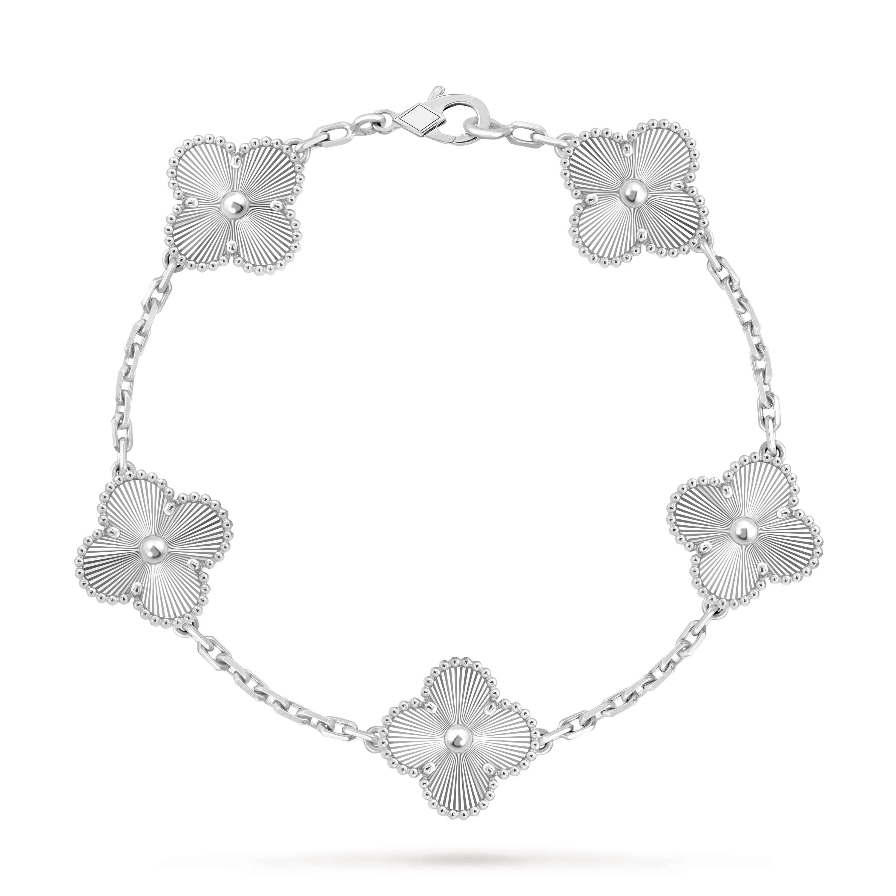 [Camiery] VA CLOVER 5 MOTIFS LASER WHITE GOLD BRACELET