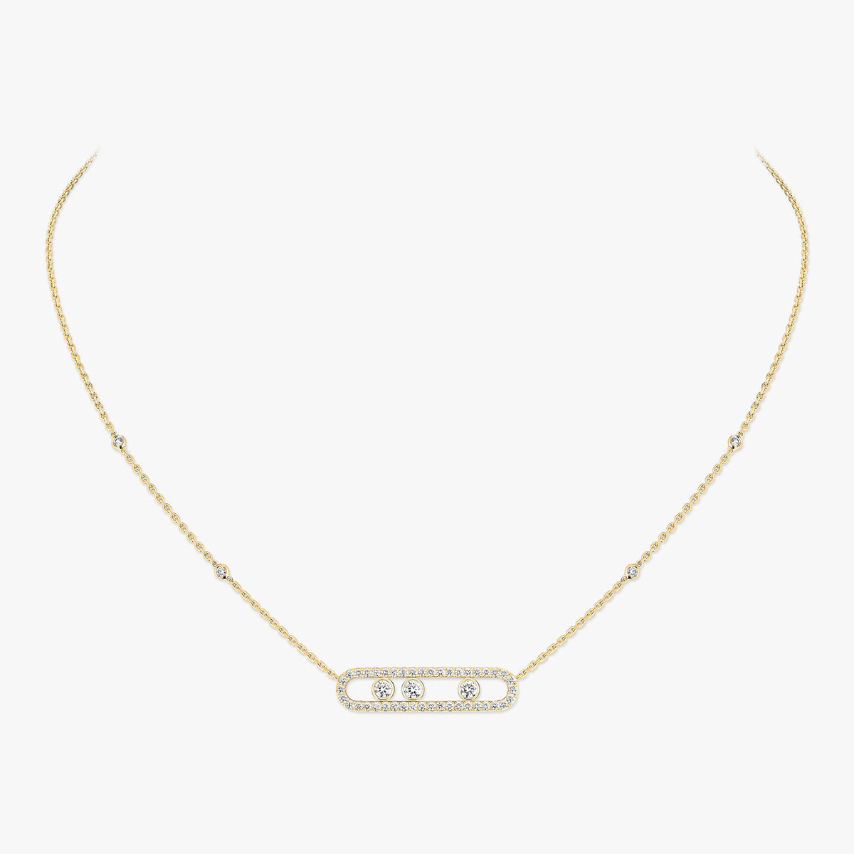 [Camiery] Move Pave_ Rose Gold Diamond Necklace