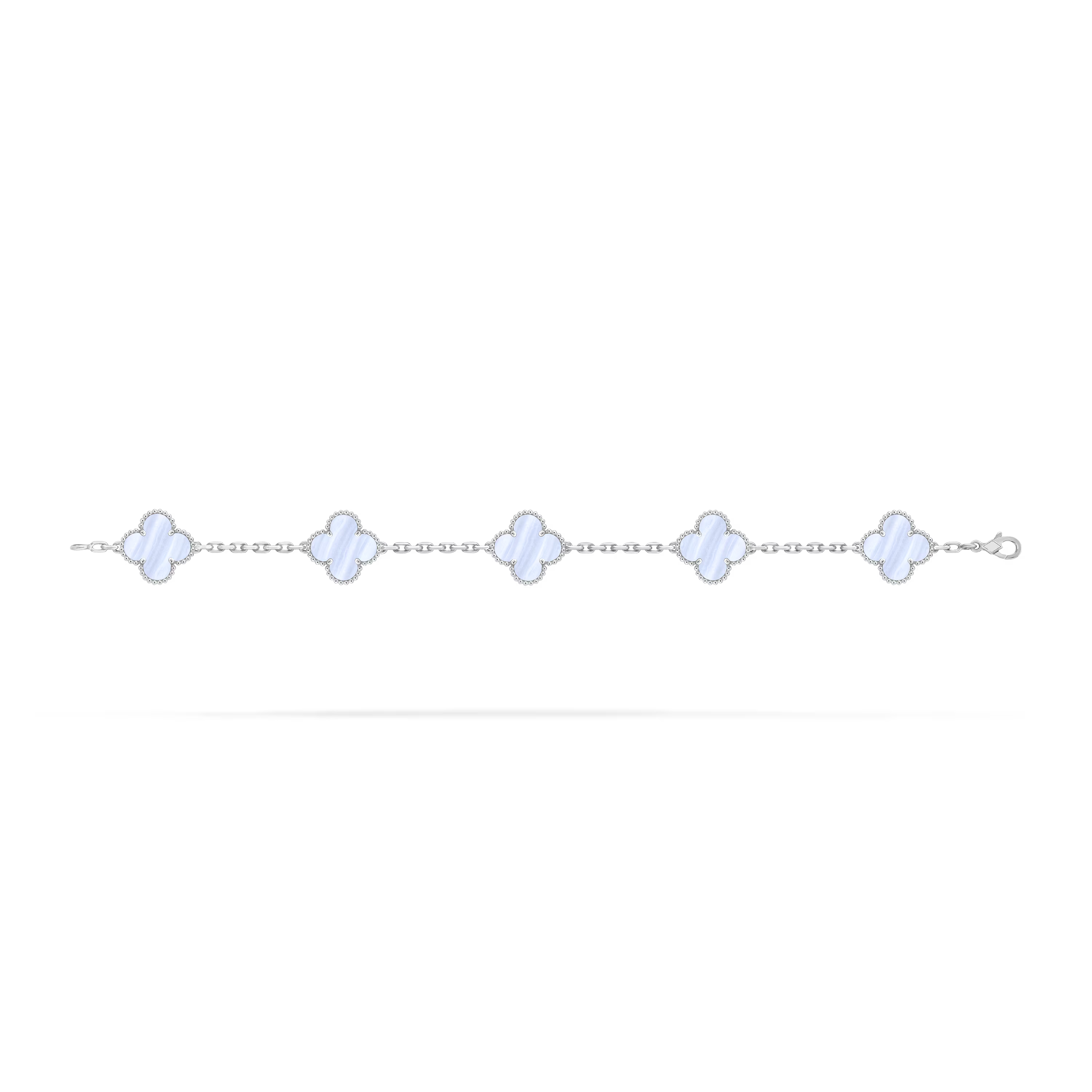 [Camiery] VA CLOVER 5 MOTIF PURPLE CHALCEDONY WHITE GOLD BRACELET