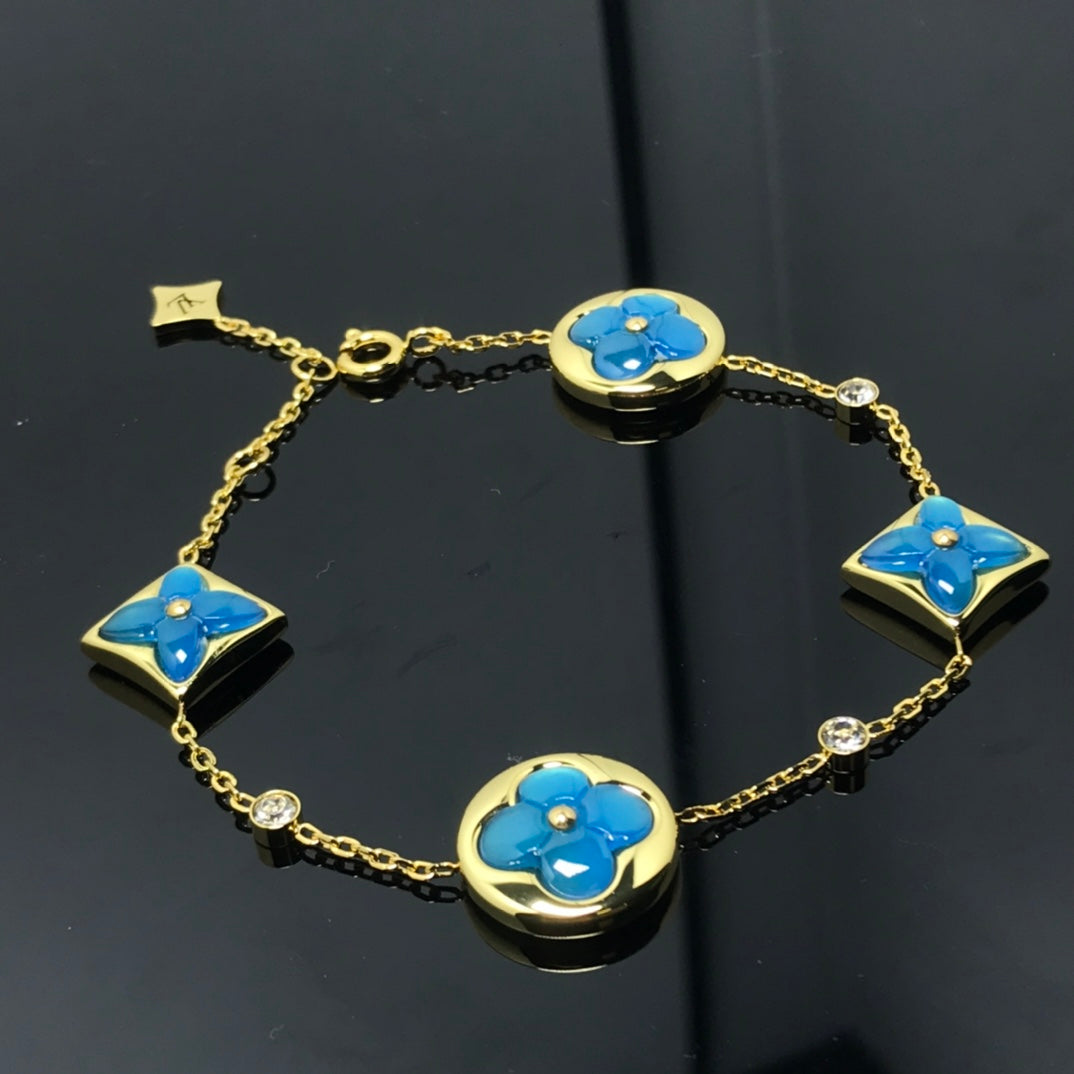 [CLOVER JEWELRY]STAR AND SUN 4 MOTIF BLUE BRACELET