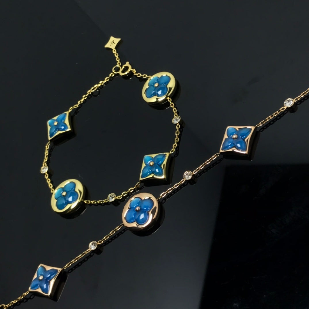 [CLOVER JEWELRY]STAR AND SUN 4 MOTIF BLUE BRACELET