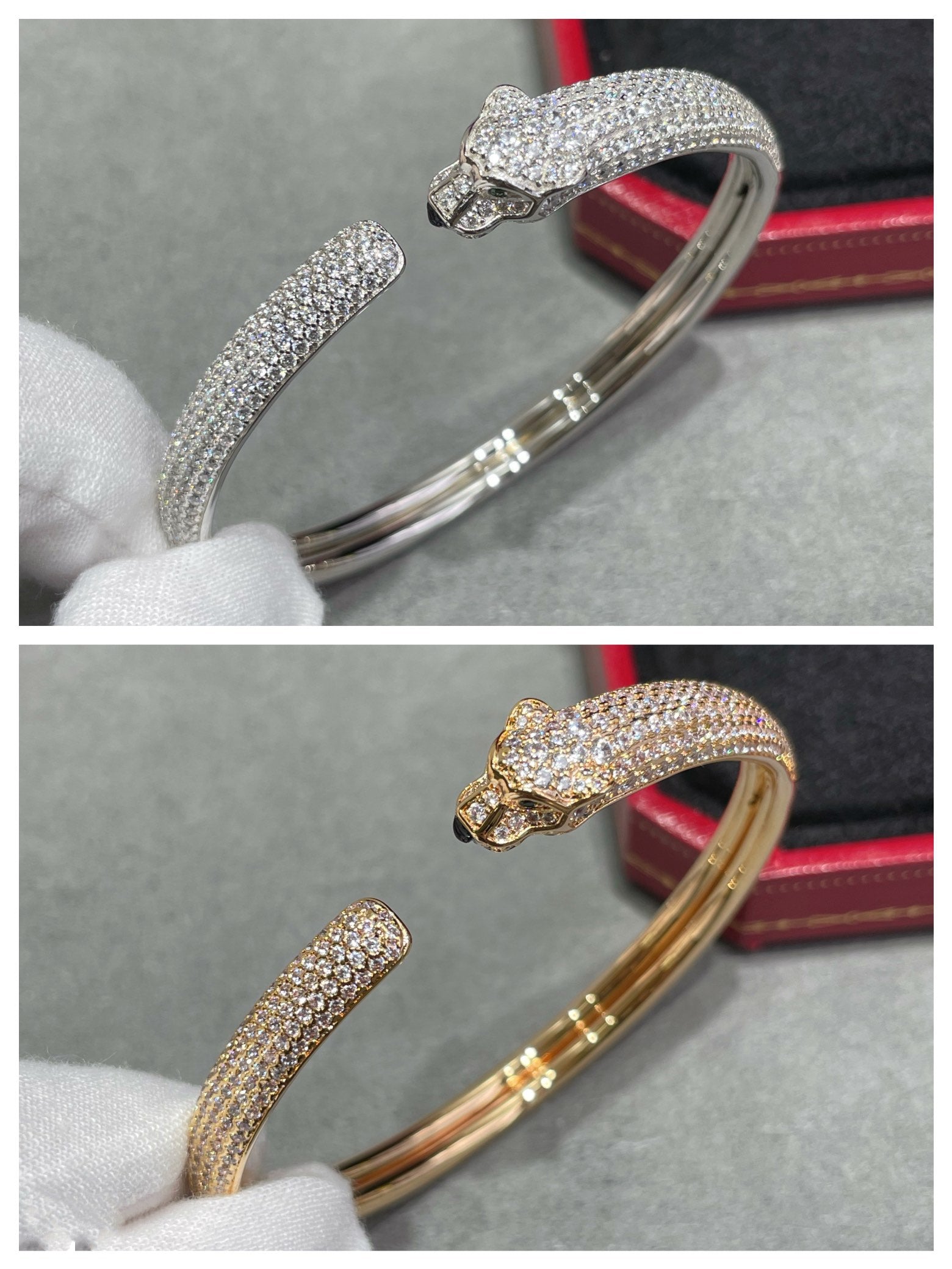 [CLOVER JEWELRY]PANTHERE FULL DIAMOND OPEN BRACELET