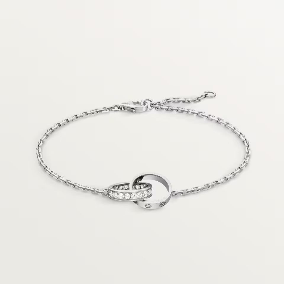 [Camiery] LOVE DOUBLE RING HALF DIAMOND BRACELET