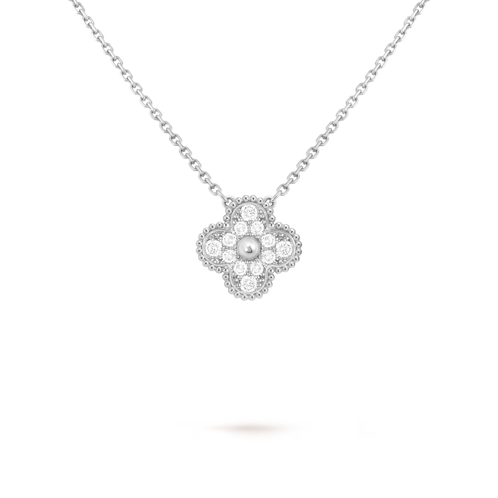 [Camiery] VA CLOVER 15MM DIAMOND WHITE GOLD NECKLACE